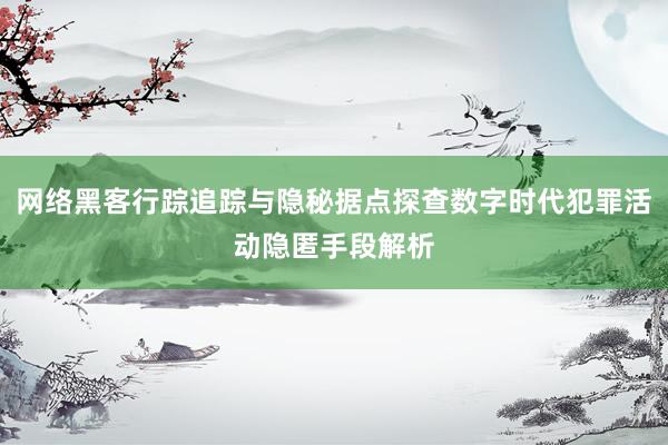 网络黑客行踪追踪与隐秘据点探查数字时代犯罪活动隐匿手段解析