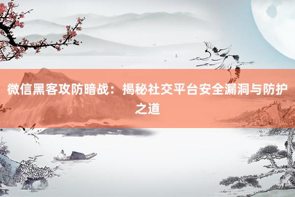 微信黑客攻防暗战：揭秘社交平台安全漏洞与防护之道