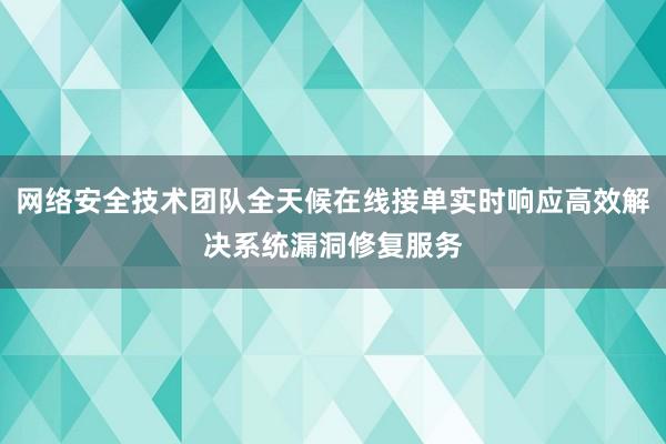 网络安全技术团队全天候在线接单实时响应高效解决系统漏洞修复服务