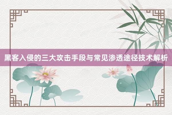 黑客入侵的三大攻击手段与常见渗透途径技术解析